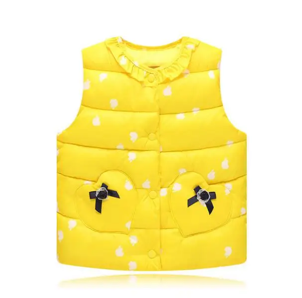 Коллекция года, весенний жилет для девочек и мальчиков теплый осенний жилет для маленьких девочек с Микки детские куртки одежда для маленьких девочек от 2 до 7 лет - Цвет: Цвет: желтый