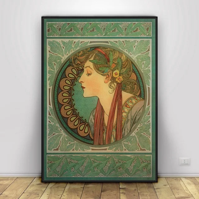 

Alphonse Mucha Art Silk Fabric Poster Print Wall Pictures For Room Decor