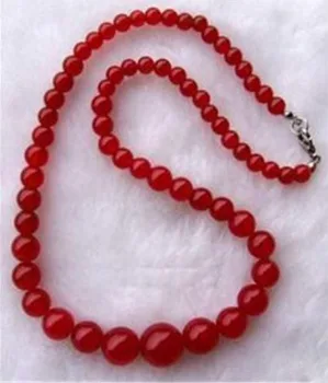 

Red Jasper 6-14mm round beads necklace tower chain 18 inch DIY stone beautiful