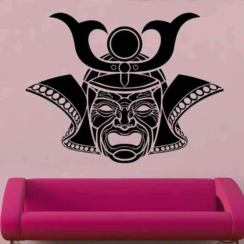 DCTAL Kendo Sticker Mask Samurai Decal Japan Ninja Poster Vinyl Art Wall Decals Pegatina Quadro Parede Decor Mural Kendo Sticker