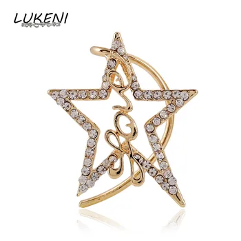 

LUKENI 10pcs/lot Fashion Jewelry Rhinestone Earrings Punk Star Love Ear Cuff Earring Jackets no Pierced For Women EJ026