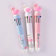 Kawaii 10 couleur Gel stylos mignon papeterie dessin animé flamant rose stylo à bille nouveau Style étudiant couleur stylos école fournitures de bureau mignon stylo