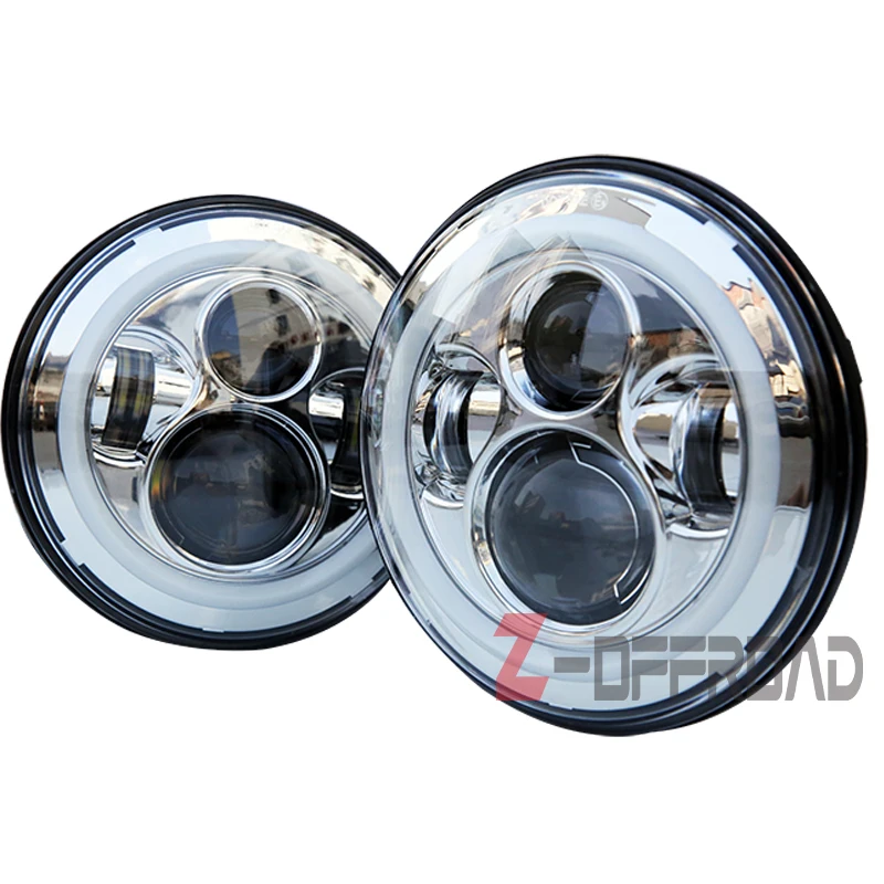 

2pcs 7" Round LED Headlight bulb driving projector lamp with White Halo Ring Angel Eyes Turn Signal For Jeep Wrangler JK TJ CJ