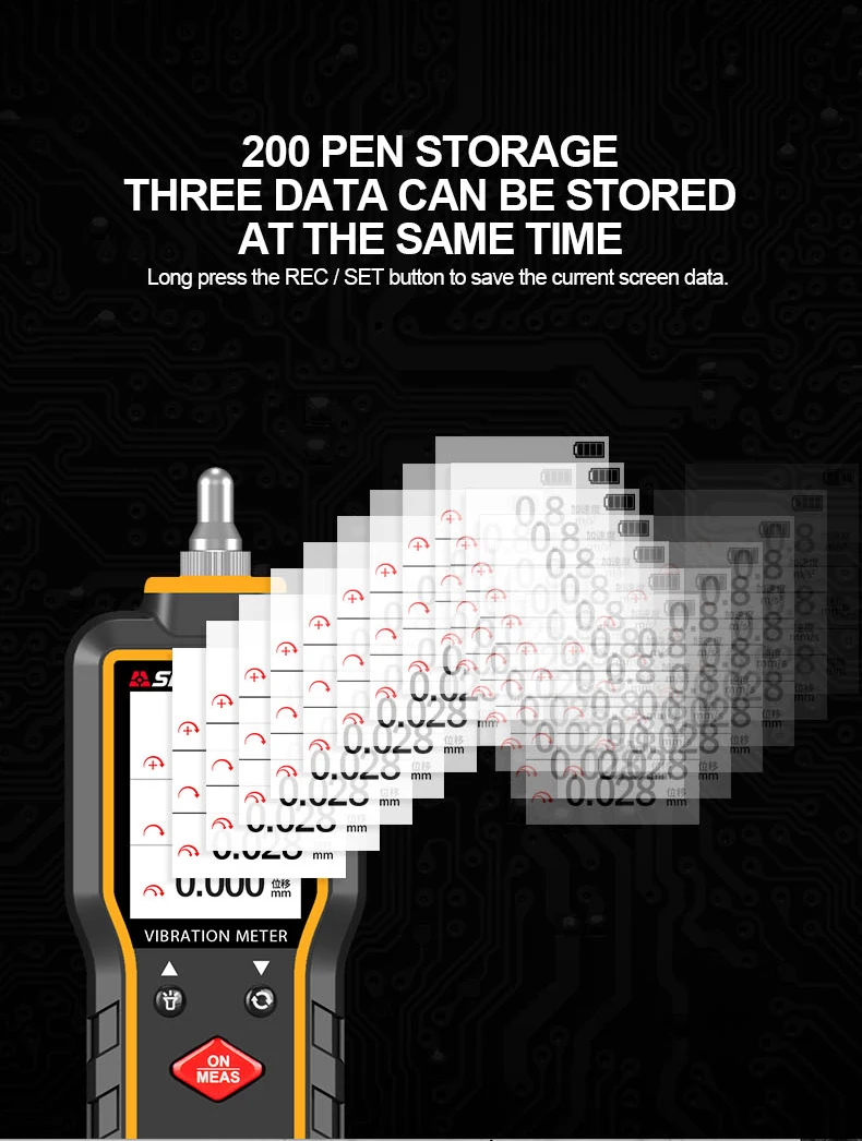 SNDWAY Вибрационный измеритель высокой чувствительности зонд для точного измерения обеспечивает цифровой Виброметр SW-65A