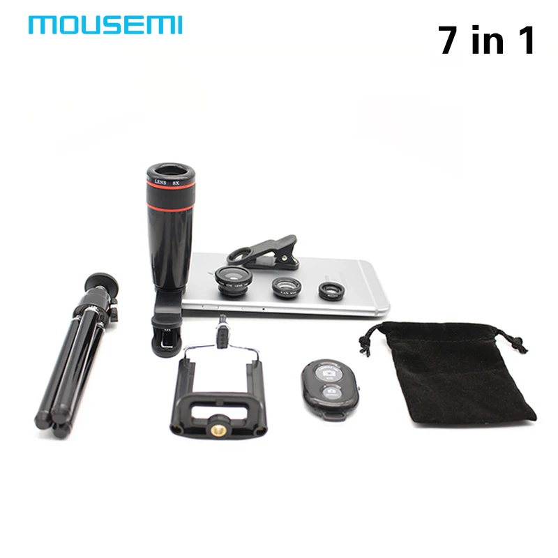 bilder für Neue 7in1 8x Zoom Teleskop Lupe Handy-kamera-objektiv Drehbare Ständer Stativ 3in1 Objektiv Fisheye Linsen Bluetooth Shutter bilder für Neue 7in1 8x Zoom Teleskop Lupe Handy-kamera-objektiv Drehbare Ständer Stativ 3in1 Objektiv Fisheye Linsen Bluetooth Shutter