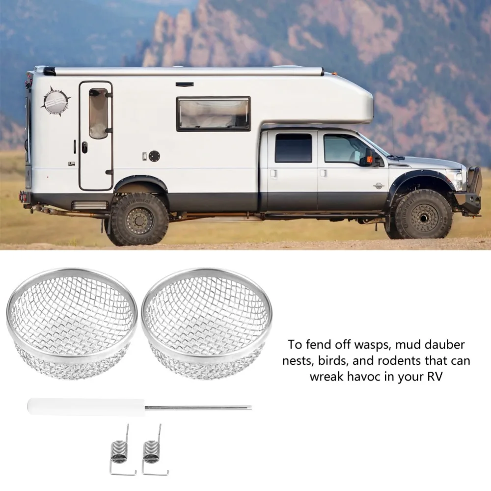 

2pcs Vent Bug Furnace Screen Cover for Camper Trailer RV with Spring Fasteners Stainless Steel