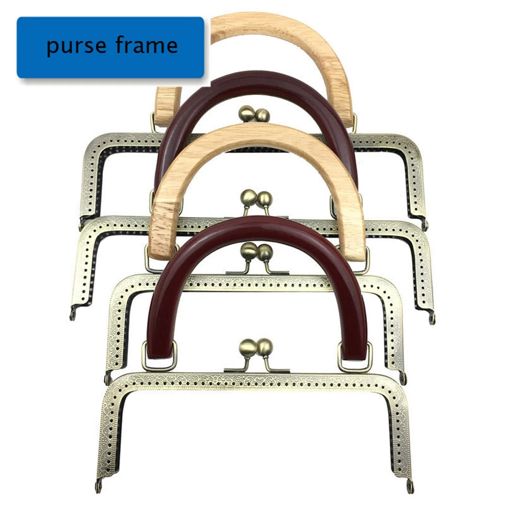 Bolso de mano mujer, 20/25cm de largo, cierre de metal, marco de monedero moleteado, color bronce con mango de unids/lote|Piezas y accesorios para bolsos| - AliExpress