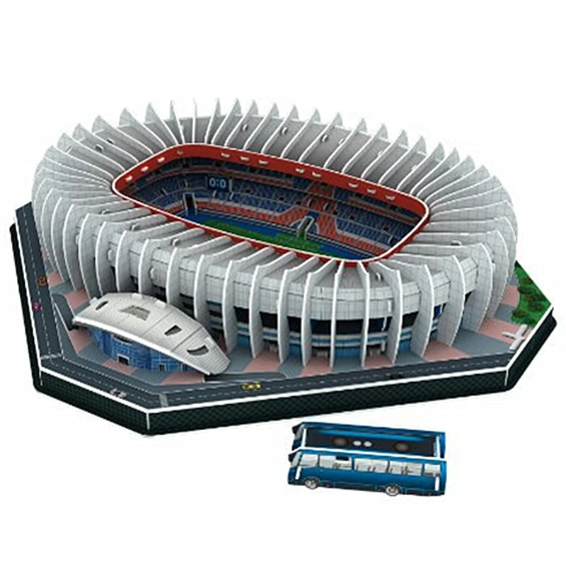 

Classic Jigsaw Architecture Parc des Princes Football Stadiums DIY Brick Toys Scale Models Sets Building paper