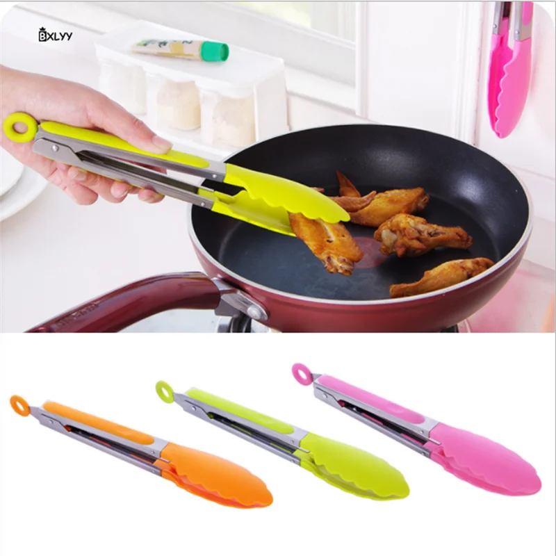 

BXLYY 2019 Hot 8 Inch Nylon Can Be Hung Food Clip Baking Barbecue Clip Rust Steel Handle Steak Food Clip Kitchen Accessories.8z