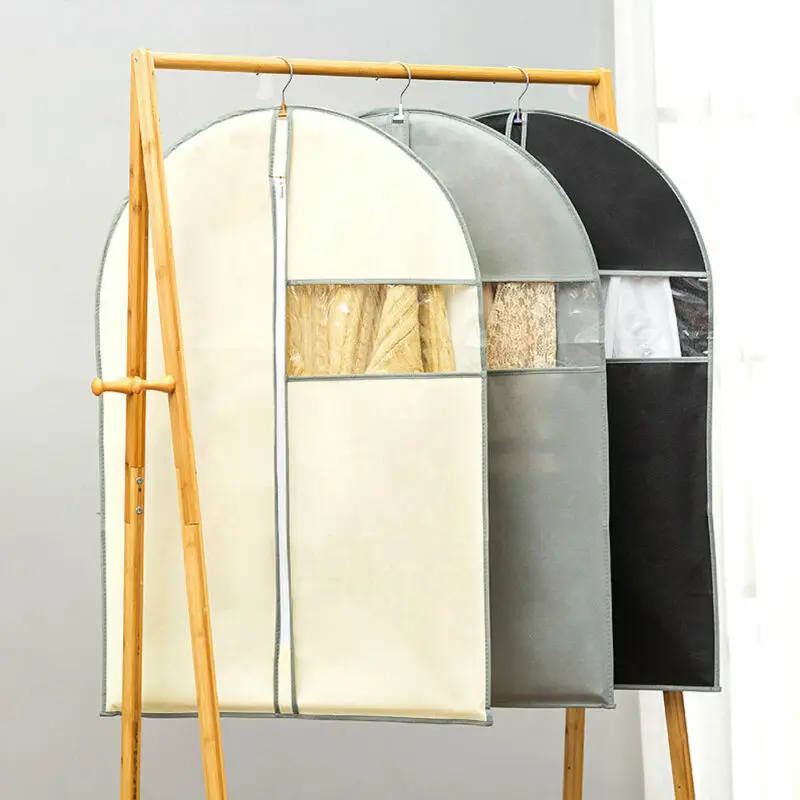 

3 sizes Solid Breathable Dust Cover Hanging Garment Coat Clothes Protector Bags Damp-proof Clothing Covers