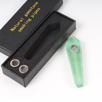 

1PC Drop Shipping wholesale Natural green fluorite Crystal Smoking Pipe + strainer quartz stone healing wand Free Shipping