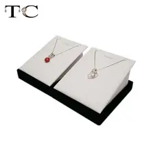 Высокое качество модное ожерелье подвеска держатель Чехол деревянная витрина для ювелирных украшений из белого полиуретана с черным бархатом