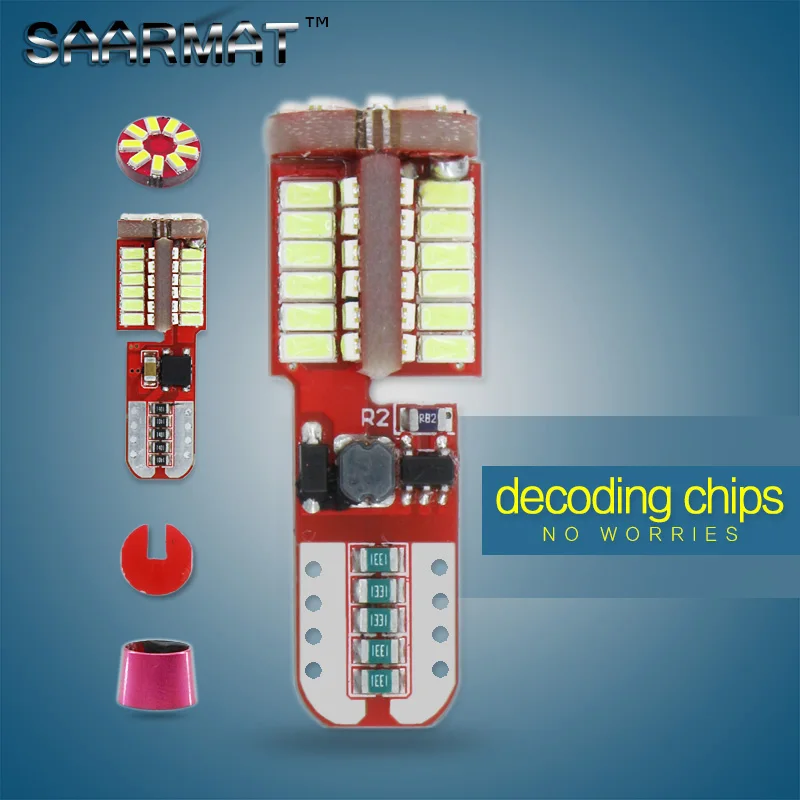 

2 XPlug&Play CANBUS T10 W5W For samsung chips LED Parking Light Marker Lamp Bulb For Peugeot 206 207 307 301