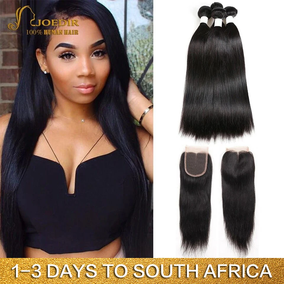 Joedir Hair Pre colored Human Hair Bundles With Closure Brazilian Hair