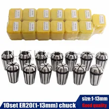 10 комплектов ER20(1-13 мм) бьется 0,1 мм прецизионная пружинная цанга Для мотор шпинделя ЧПУ фрезерный станок инструмент