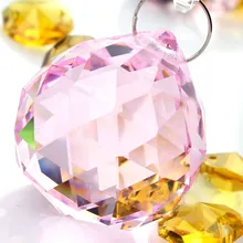 Высокое качество, 40 шт. 40 мм розовое стекло Кристальный граненый шар(+ 40 шт. кольцо), хрустальная люстра шар, хрустальный шар