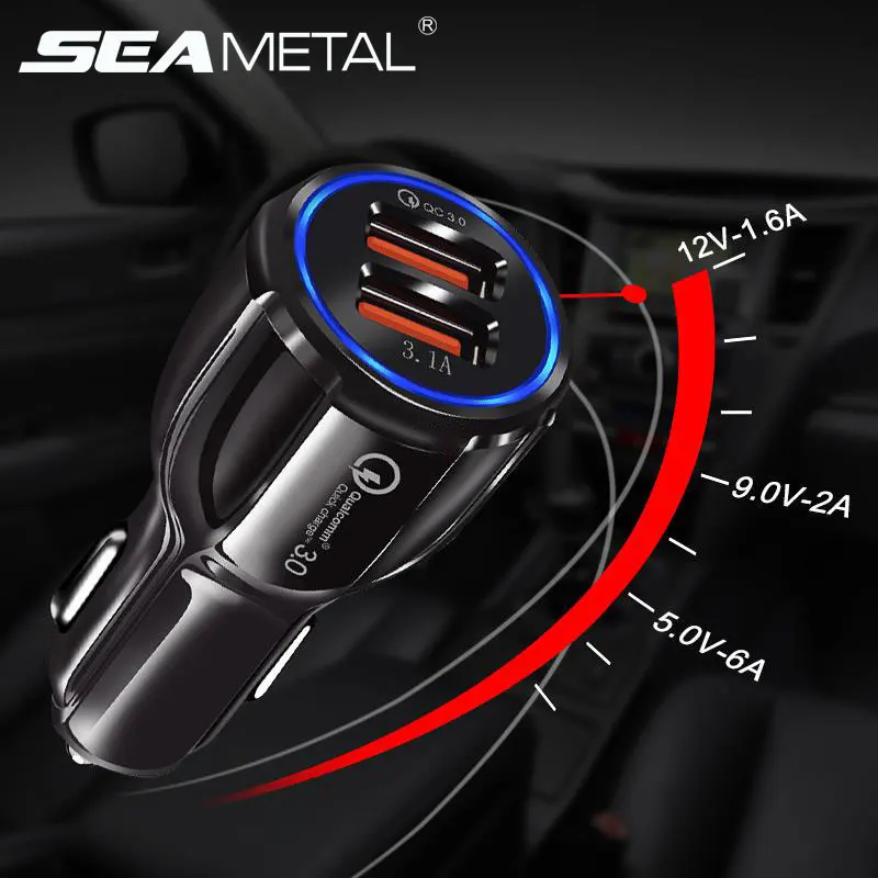 

Car Accessories QC3.0 Car Charger Cigarette Lighter Socket Adapter Dual Usb Auto Fast Charging For iphone Samsung Car-Charger