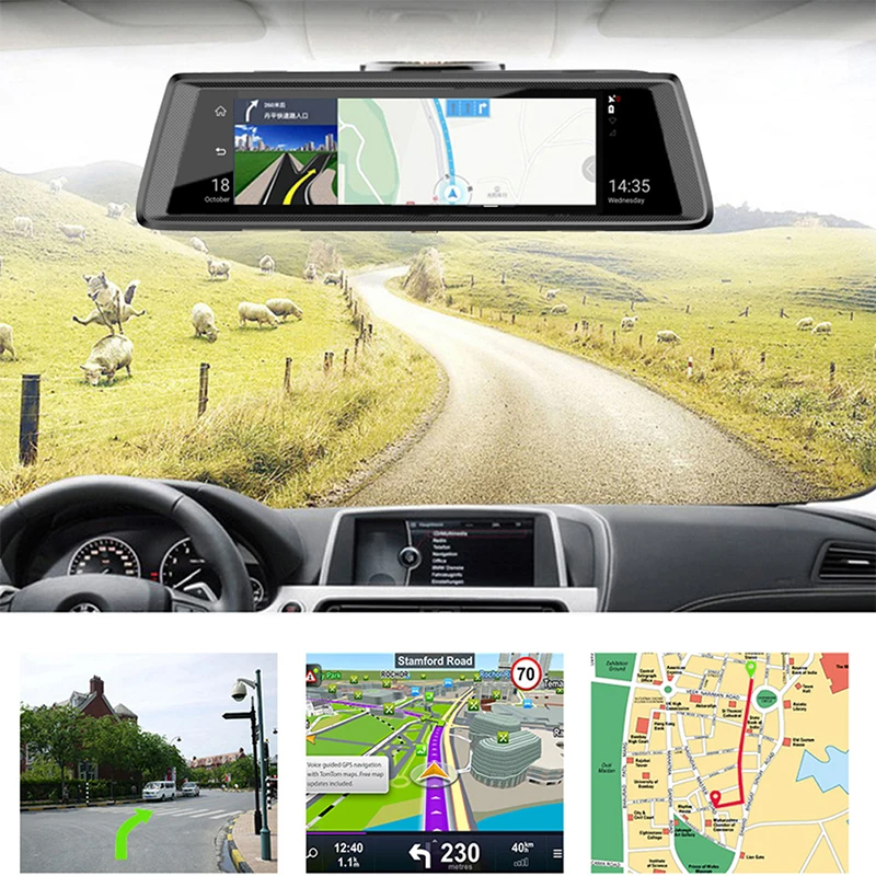 Автомобильный видеорегистратор QUIDUX 4G сенсорный экран Android mirror ADAS 1080 P GPS Bluetooth