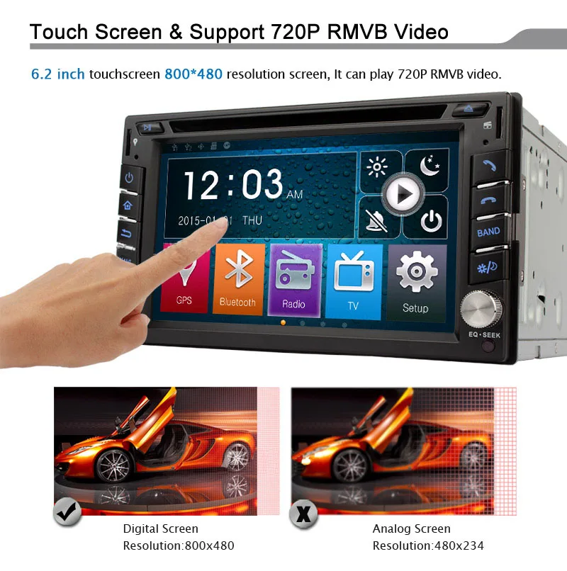 Best Eunavi Universal Double 2 Din Car Dvd Player 6.2 Inch Radio Stereo Head Unit Gps Navigation With Cd Mp3 Usb Bluetooth Swc 6