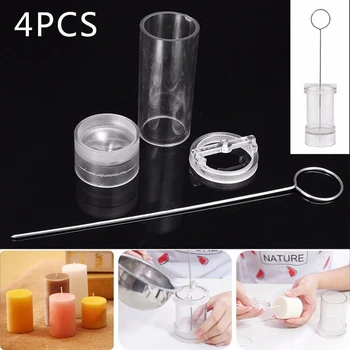 

4x Clear Candle Making Model Flat Round Candle Mould DIY Candle Craft Tool Kit K
