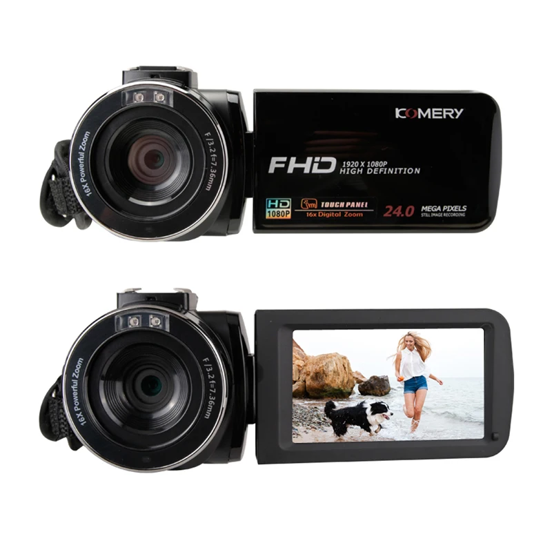 Цена KOMERY, Новое поступление, видеокамера, 3,0 дюймов, IPS HD, сенсорный экран, реальная поддержка 1080 P, дистанционное управление, оригинальная камера