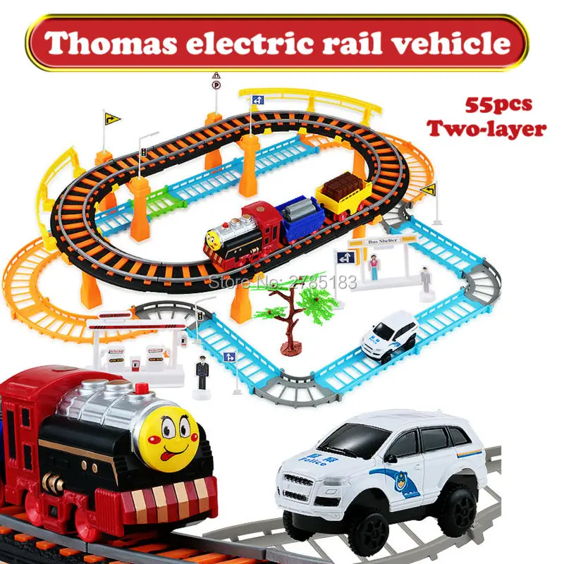 

Thomas Electric Rail Car Two-layer Spiral Track Roller Coaster Slot car Toy Track Diecast Railway toys For Kids