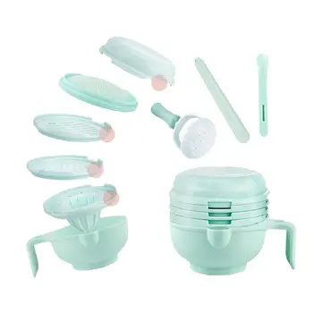 

9 sets of baby food supplement grinder manual food grinding bowl baby puree cooking machine complementary tool kit multi-funct