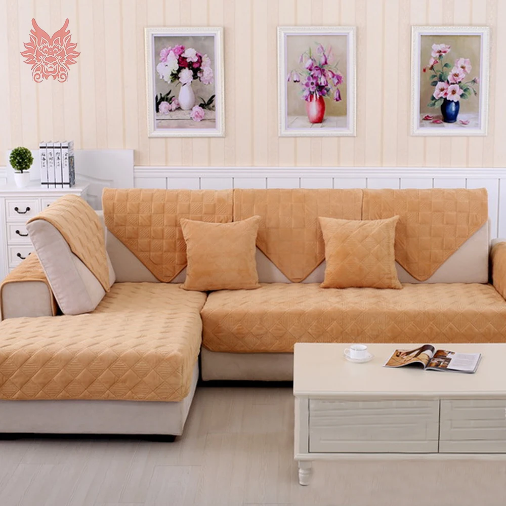 Goedkoop Koffie plaid gewatteerde pluche sofa cover kussenovertrekken meubels bank dekt sofa protector capa de sofa fundas SP5640
