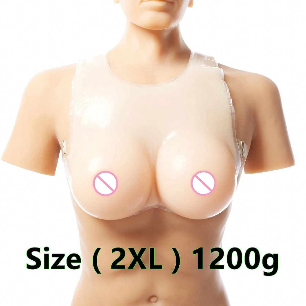 

D cup 1200g Silicone Breast Full Form Boobs Cross Dresser Transvestite Bra Enhancer Strap on