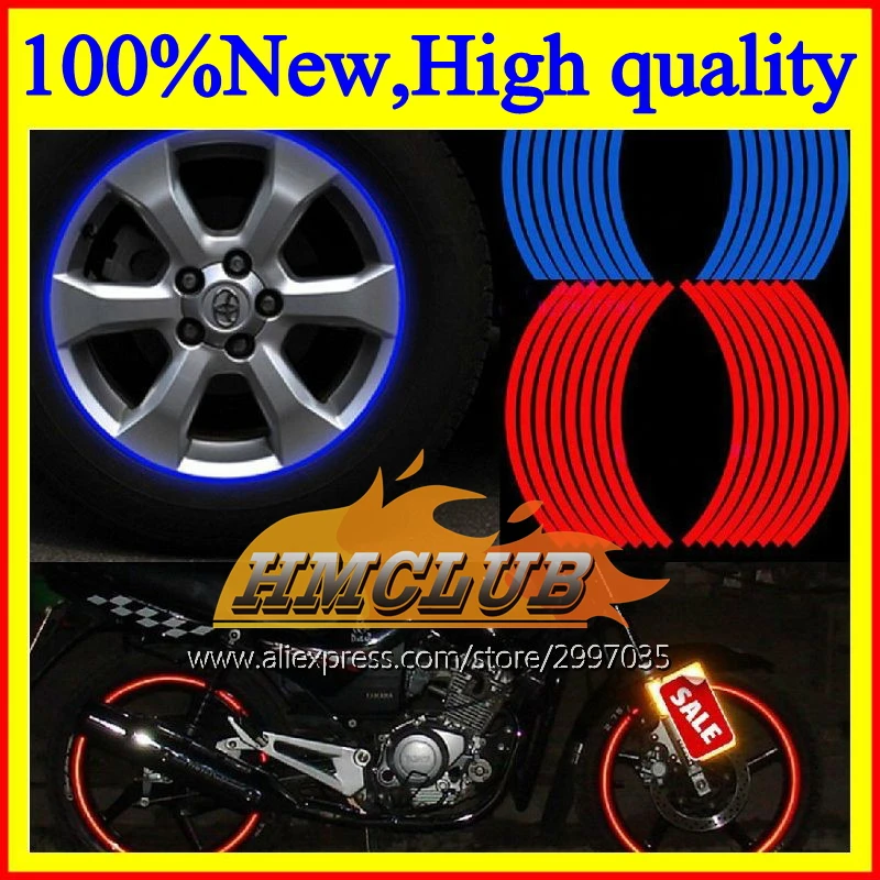 

18" 16 PCS 23 Colors Motorcycle Styling Wheel Hub Rim Decal Stripe Reflective Decals Stickers Safety Reflector For YAMAHA HONDA