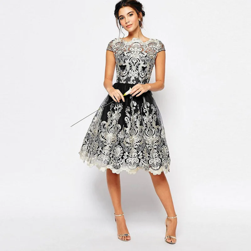 New Cheap cSCx7 ALABIFU Women Summer Dress 2019 Plus Size Casual Sexy Hollow Out Lace Dress Ball Gown Elegant Party Dress vestidos