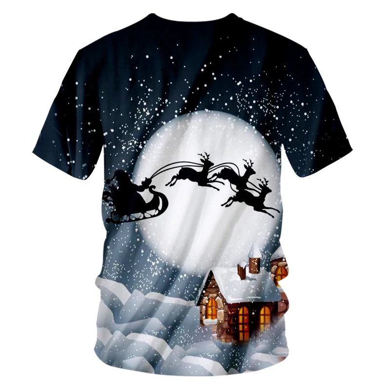 CJLM Зимний Рождественский человек животное футболка 3D печатных Луна и Лось личности Harajuku Мужская футболка с круглым вырезом Лидер продаж 6XL