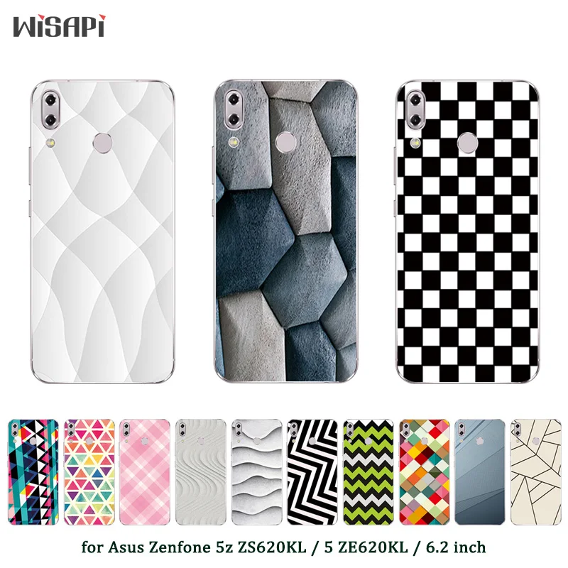 

6.2" for Asus Zenfone 5z ZS620KL / 5 ZE620KL Clear TPU Square Printed Back Cover for Asus ZS620KL ZE620KL Silcione Cases
