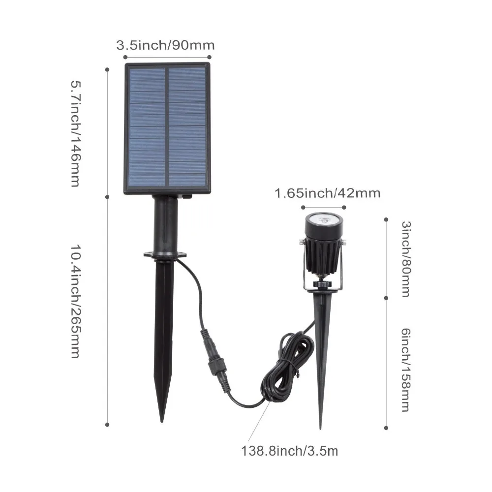 T-SUN LED Landscape Solar Spotlights Waterproof Outdoor Solar Lights Auto ON/OFF Solar Wall Lights for Garden Driveway Pathway bright solar lights