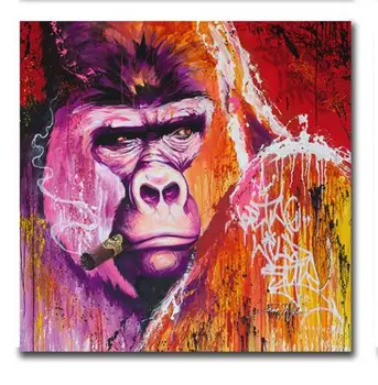 

hot hand painted orangutan Portrait wall art modern abstract oil painting on canvas graffitti street for living room