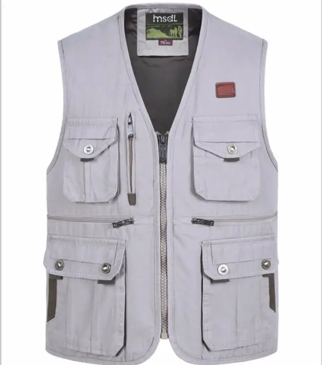 Reporter Photographer Vest Men's Cotton Multi Pocket Vest outdoor
