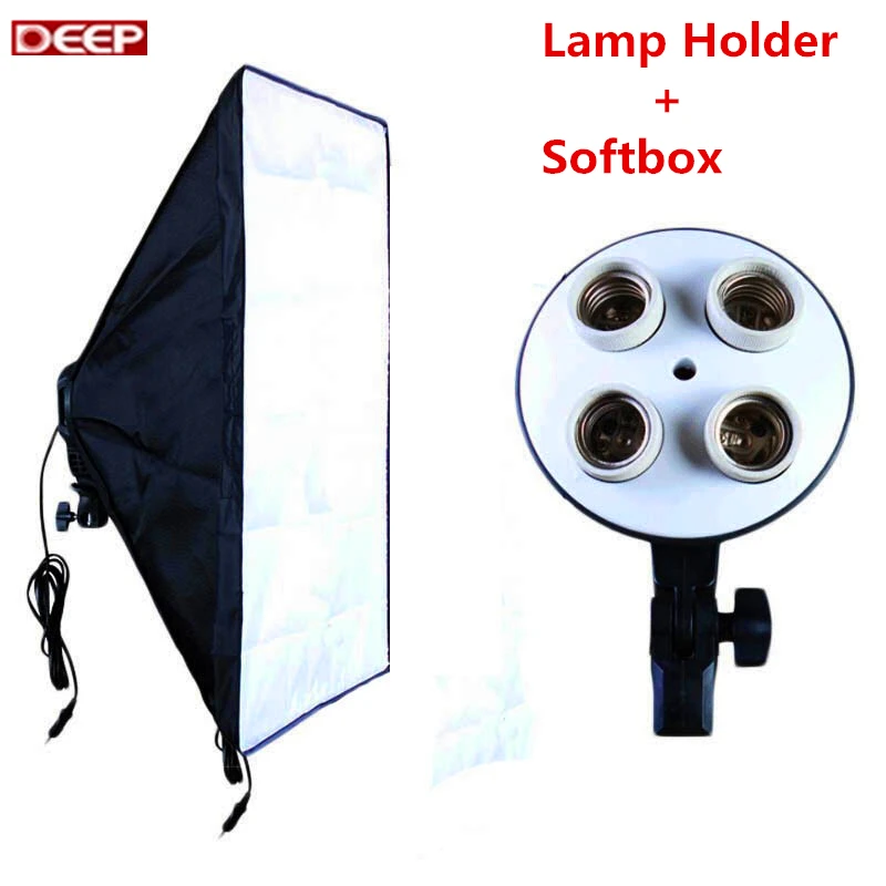 Photography Lighting E27 4 Socket Lamp Holder diffuser 50 70CM Softbox Photographic Equipmet font b Digital