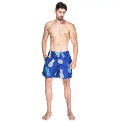 Модные летние пляжные шорты мужские, принт в виде ананаса, Для мужчин s доска Свободные повседневные шорты выше до колена эластичное Талия