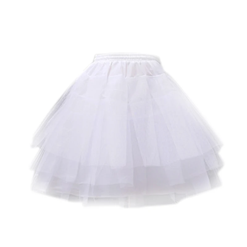

White Short Petticoats Women A Line 3 Layers Underskirt For Wedding Dress