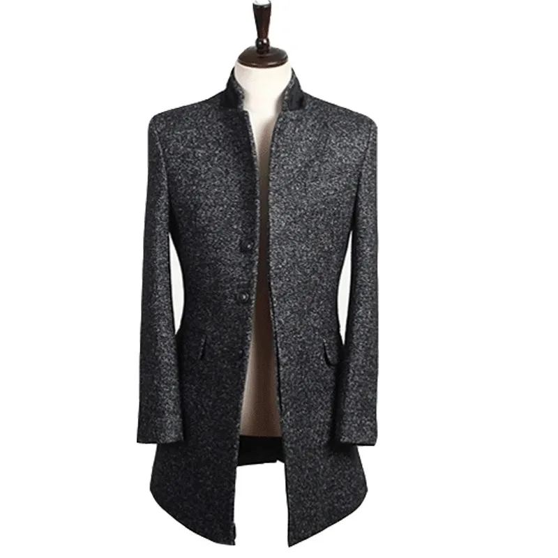 На весну и зиму Для мужчин в деловом стиле длинные пальто Повседневный шерстяной плащ пальто, Мужская модная повседневная куртка Большие размеры S-9XL темно-серого цвета