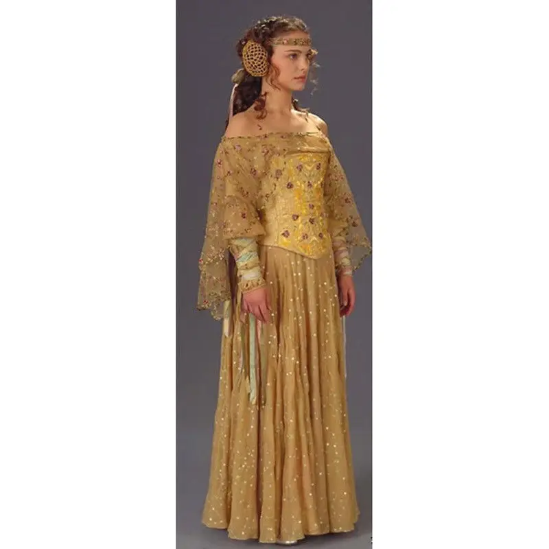 Новое платье звездных войн III Queen Padme Naberrie Amidala + головной убор Косплей Костюм| |