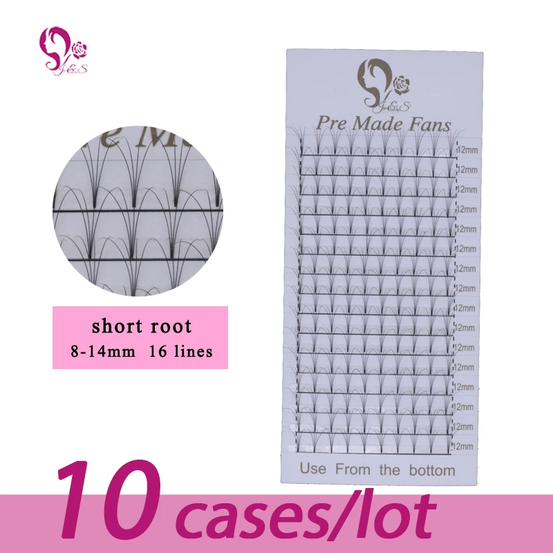 

J&S 10 trays short stem 4D pre made fans eyelashes extension false lashes Russian volume individual lash