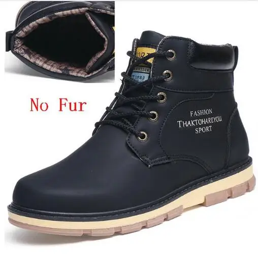 Очень теплые мужские зимние ботильоны из искусственной кожи мужские осенние Водонепроницаемые зимние ботинки осенние ботинки для отдыха мужская обувь M437 - Цвет: no fur black