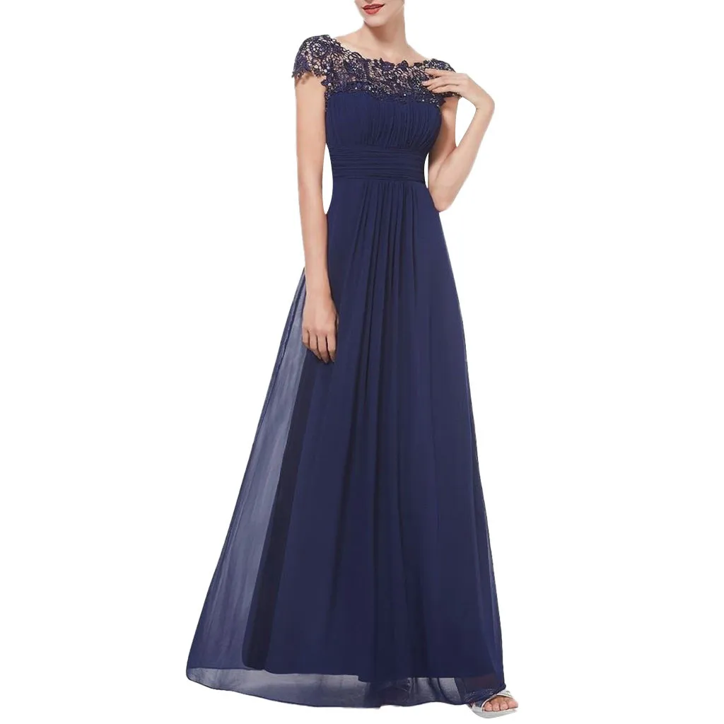TELOTUNY, женское платье, цветочное, официальное, кружевное, винтажное, короткий рукав, тонкое, свадебное, макси платье, женское платье, модное, горячее предложение, новинка, Jan22 - Цвет: Dark Blue