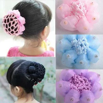

New Sweet Baby Girl Dancing Updo Flower Shape Hair Net Snood Children Hair Decoration Baby Child Elegant Hair Accessories