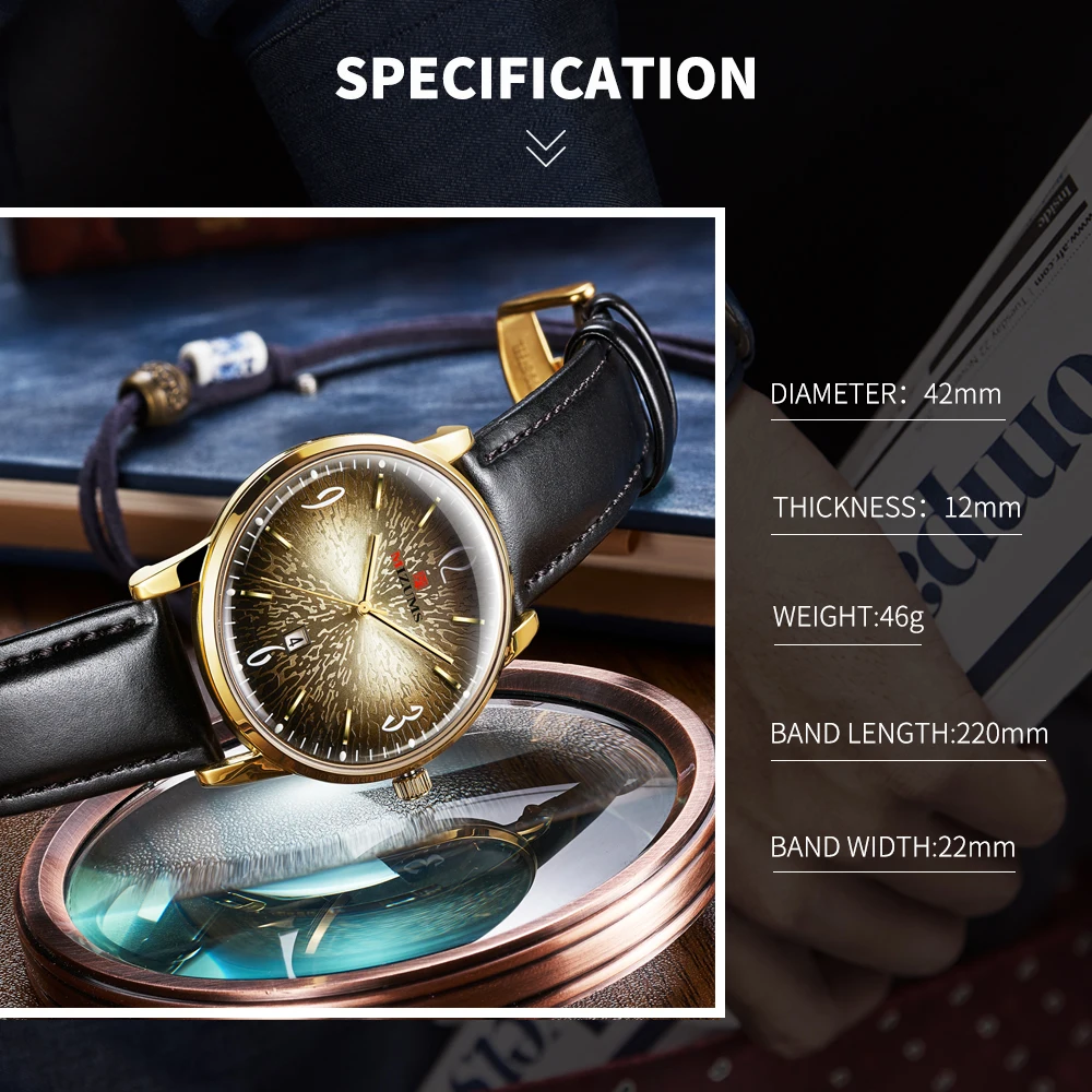 mizums Mens business Watches Top Brand Luxury soft leather Men Watch Waterproof Sport Watch Men Male Clock Man Wristwatch silver gold steel case creative design drop shipping (8)