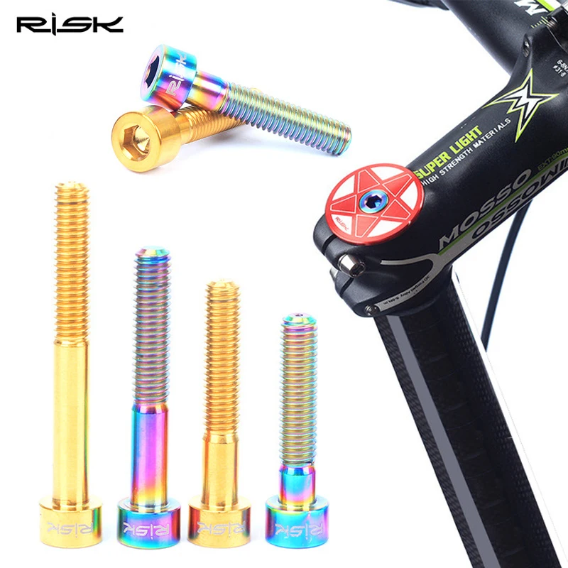 

Risk Titanium Ti Bike Cycle Bicycle Aheadset Headset Stem Top Cap Cover Bolt Screw for Star Nut Hex Head M6x30mm 35mm 40mm 50mm