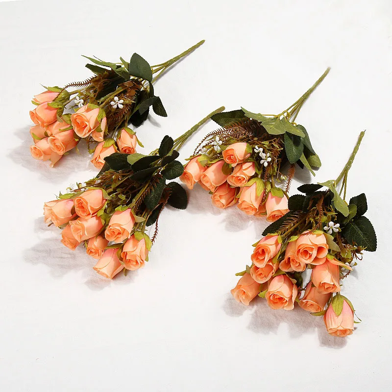 Букет роз большой Премиум искусственный шелк искусственные цветы букет натуральный декоративный цветочный композиция Ремесло Свадьба navidad - Цвет: 1-champagne