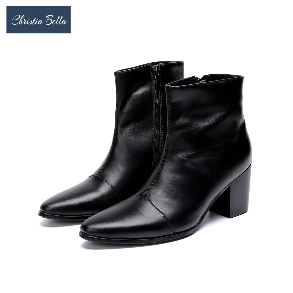 Christia Bella/Британский ретро мужские ботинки из микрофибры черные мужские мотоциклетные ботинки повседневная обувь мужская мода молния