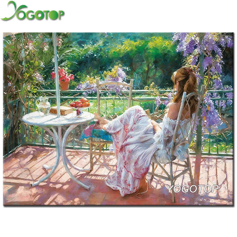 

YOGOTOP Diamond Embroidery DIY Diamond Painting Cross Stitch Kit Garden girl 5D Needlework Diamond Mosaic Home Decor CV440